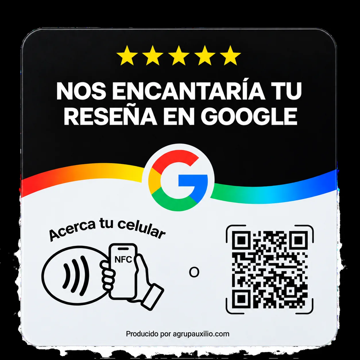 Plaquinha de avaliação no Google com QR Code e aproximação por NFC